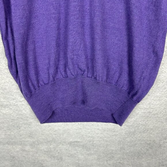 Peter Millar Sweater Men M Extra Fine Italian Merino Wool V-Neck Purple Pullover - Picture 6 of 12
